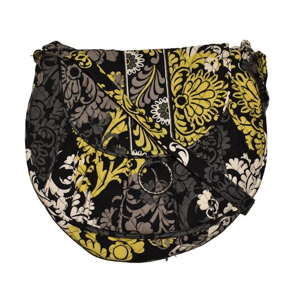 VERA BRADLEY‎ $85 Saddle Up Bag Old Style Baroque Crossbody Black Yellow Gray - Picture 1 of 5